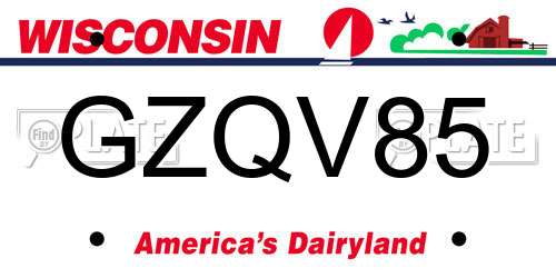 GZQV85 Wisconsin License Plate