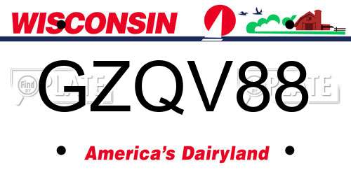 GZQV88 Wisconsin License Plate
