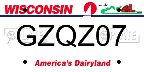 GZQZ07 Wisconsin License Plate
