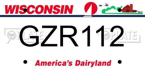 GZR112 Wisconsin License Plate