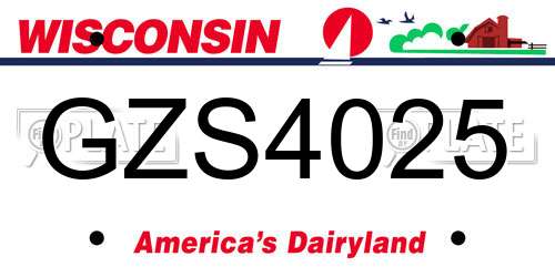 GZS4025 Wisconsin License Plate