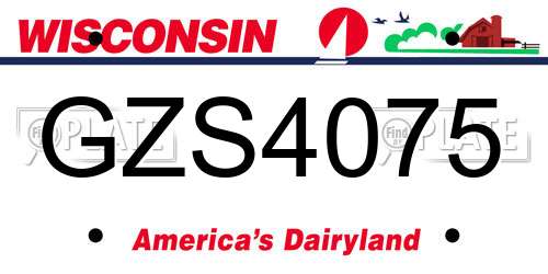 GZS4075 Wisconsin License Plate
