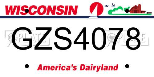 GZS4078 Wisconsin License Plate