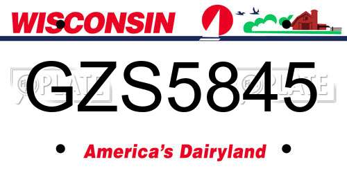 GZS5845 Wisconsin License Plate