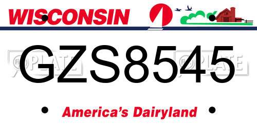 GZS8545 Wisconsin License Plate