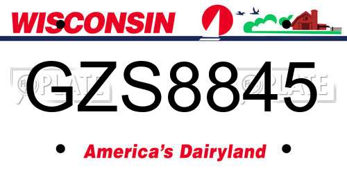 GZS8845 Wisconsin License Plate