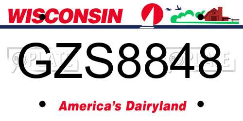 GZS8848 Wisconsin License Plate