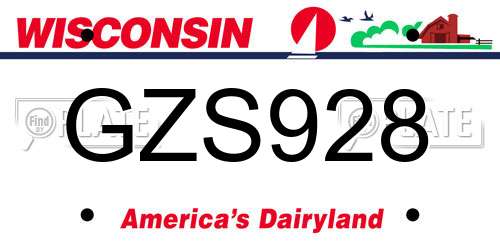 GZS928 Wisconsin License Plate