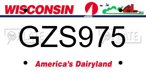 GZS975 Wisconsin License Plate