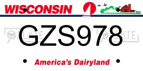 GZS978 Wisconsin License Plate