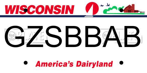 GZSBBAB Wisconsin License Plate