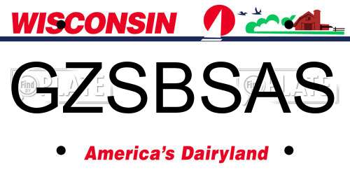 GZSBSAS Wisconsin License Plate
