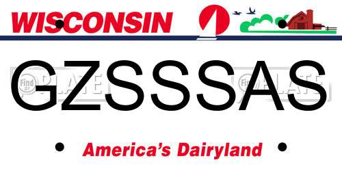 GZSSSAS Wisconsin License Plate