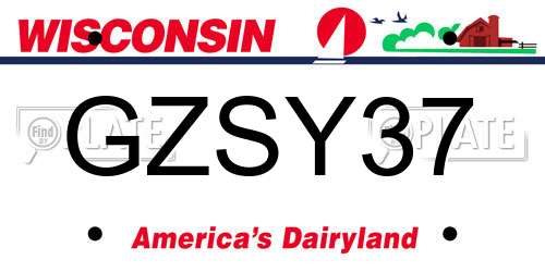 GZSY37 Wisconsin License Plate