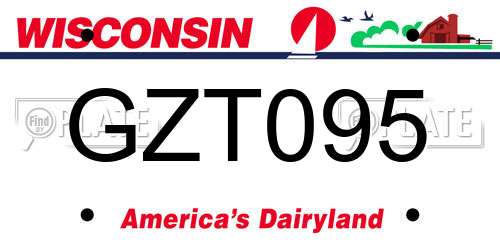 GZT095 Wisconsin License Plate