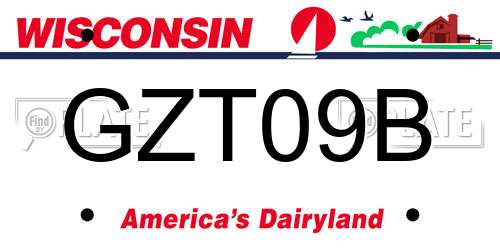 GZT09B Wisconsin License Plate