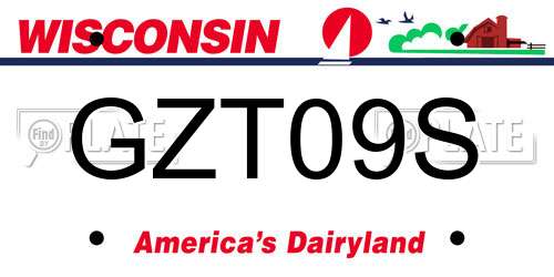 GZT09S Wisconsin License Plate
