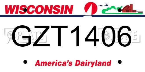 GZT1406 Wisconsin License Plate