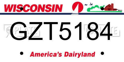 GZT5184 Wisconsin License Plate