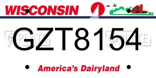 GZT8154 Wisconsin License Plate