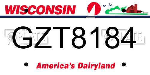 GZT8184 Wisconsin License Plate