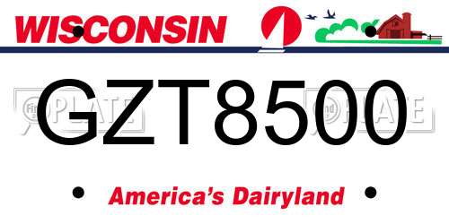 GZT8500 Wisconsin License Plate