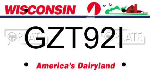 GZT92I Wisconsin License Plate