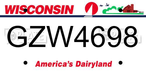 GZW4698 Wisconsin License Plate