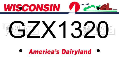 GZX1320 Wisconsin License Plate