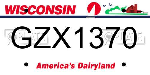 GZX1370 Wisconsin License Plate