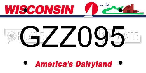 GZZ095 Wisconsin License Plate