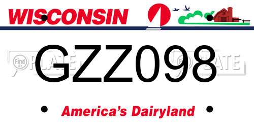 GZZ098 Wisconsin License Plate