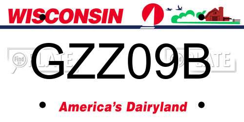 GZZ09B Wisconsin License Plate