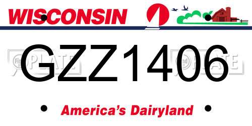 GZZ1406 Wisconsin License Plate