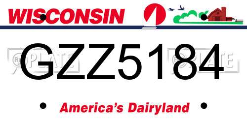 GZZ5184 Wisconsin License Plate