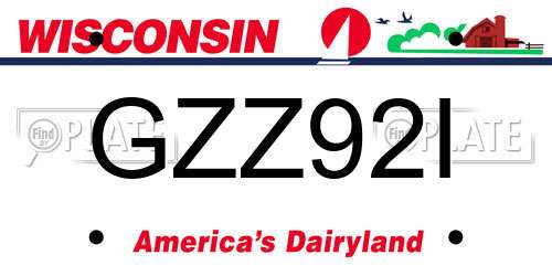GZZ92I Wisconsin License Plate