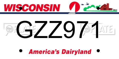 GZZ971 Wisconsin License Plate