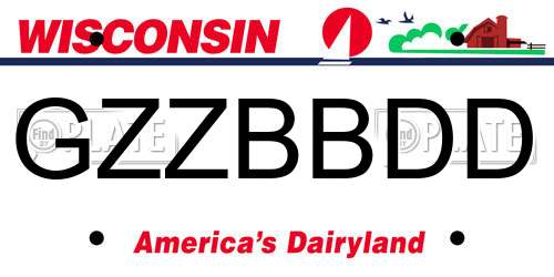 GZZBBDD Wisconsin License Plate