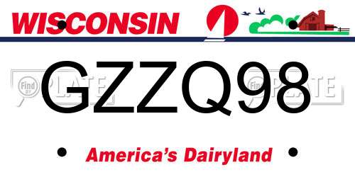 GZZQ98 Wisconsin License Plate