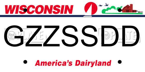 GZZSSDD Wisconsin License Plate