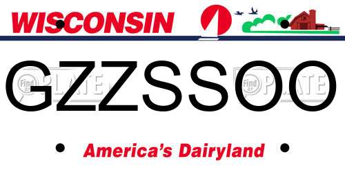 GZZSSOO Wisconsin License Plate