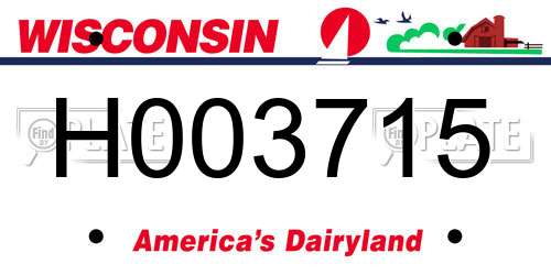 H003715 Wisconsin License Plate