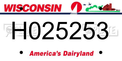 H025253 Wisconsin License Plate