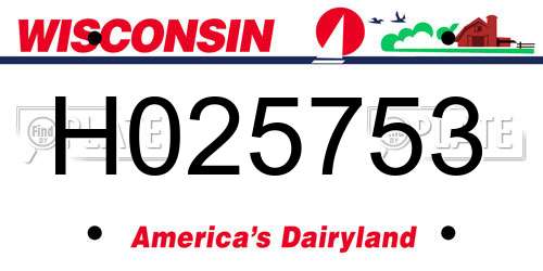 H025753 Wisconsin License Plate