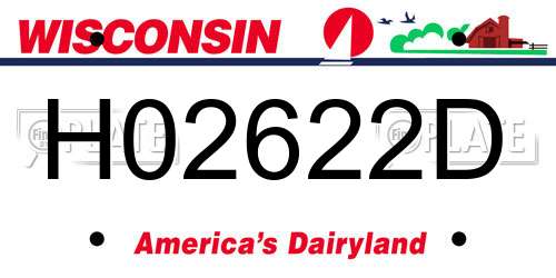 H02622D Wisconsin License Plate