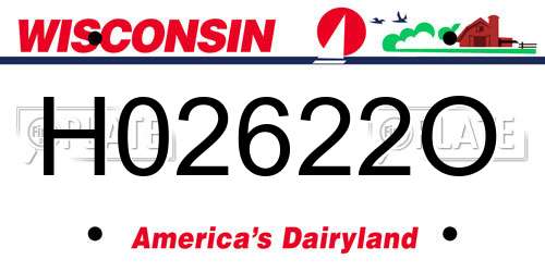H02622O Wisconsin License Plate