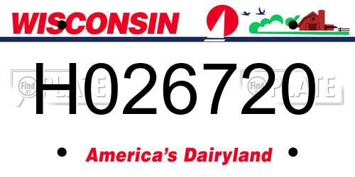 H026720 Wisconsin License Plate