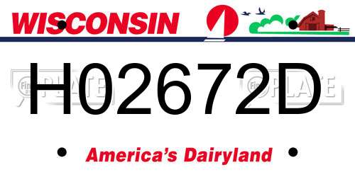 H02672D Wisconsin License Plate