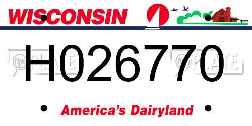 H026770 Wisconsin License Plate