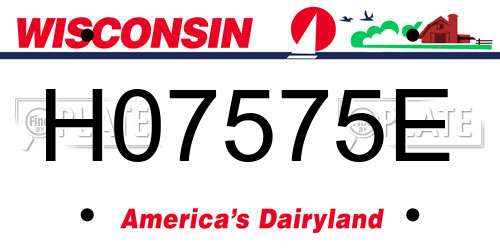 H07575E Wisconsin License Plate